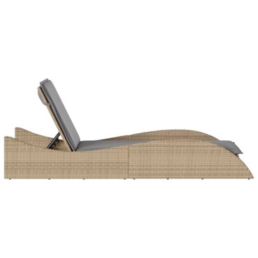 vidaXL Ξαπλώστρα Μπεζ 60x205x73cm από Συνθετικό Ρατάν με Μαξιλάρι 1 τεμ.