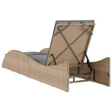 vidaXL Ξαπλώστρα Μπεζ 60x205x73cm από Συνθετικό Ρατάν με Μαξιλάρι 1 τεμ.