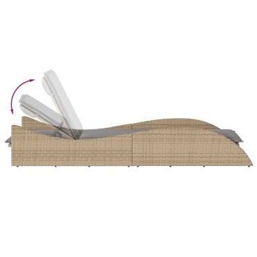 vidaXL Ξαπλώστρα Μπεζ 60x205x73cm από Συνθετικό Ρατάν με Μαξιλάρι 1 τεμ.