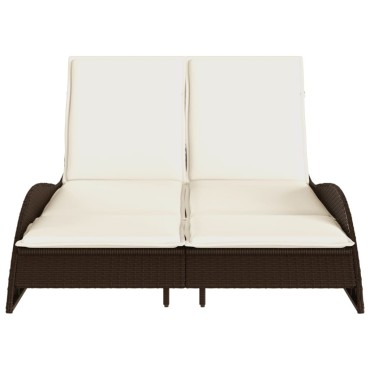 vidaXL Ξαπλώστρα Καφέ 114x205x73cm από Συνθετικό Ρατάν με Μαξιλάρι 1 τεμ.