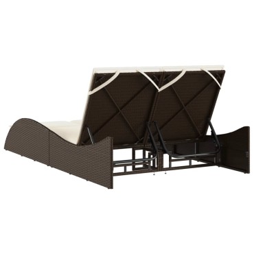 vidaXL Ξαπλώστρα Καφέ 114x205x73cm από Συνθετικό Ρατάν με Μαξιλάρι 1 τεμ.