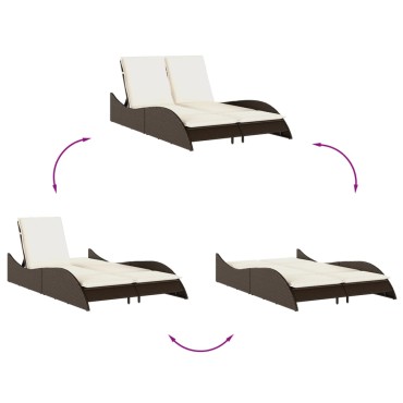 vidaXL Ξαπλώστρα Καφέ 114x205x73cm από Συνθετικό Ρατάν με Μαξιλάρι 1 τεμ.