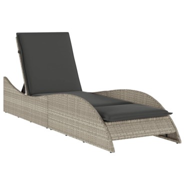 vidaXL Ξαπλώστρα Αν. Γκρι 60x205x73cm Συνθετικό Ρατάν με Μαξιλάρι 1 τεμ.