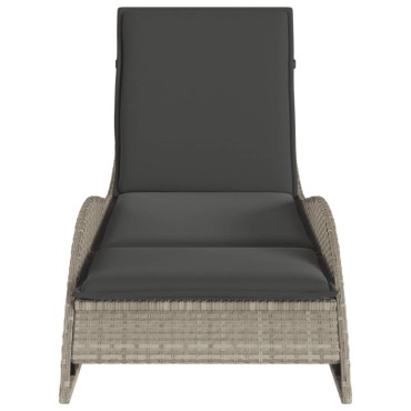 vidaXL Ξαπλώστρα Αν. Γκρι 60x205x73cm Συνθετικό Ρατάν με Μαξιλάρι 1 τεμ.