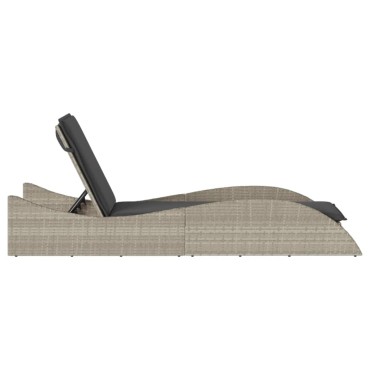 vidaXL Ξαπλώστρα Αν. Γκρι 60x205x73cm Συνθετικό Ρατάν με Μαξιλάρι 1 τεμ.