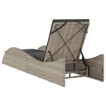 vidaXL Ξαπλώστρα Αν. Γκρι 60x205x73cm Συνθετικό Ρατάν με Μαξιλάρι 1 τεμ.