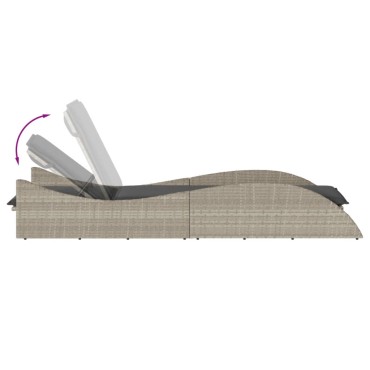 vidaXL Ξαπλώστρα Αν. Γκρι 60x205x73cm Συνθετικό Ρατάν με Μαξιλάρι 1 τεμ.