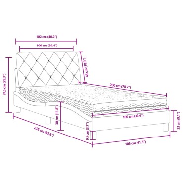 vidaXL Κρεβάτι με Στρώμα Μπλε 100x200 εκ. Βελούδινος