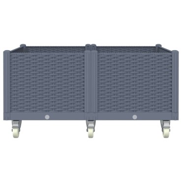 vidaXL Ζαρντινιέρα Κήπου με Ροδάκια Γκρι 100x80x54εκ. Πολυπροπυλένιο