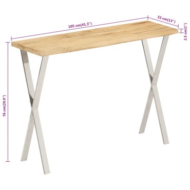 vidaXL Τραπέζι Κονσόλα με Live Edge 105x33x76cm Μασίφ Ξύλο Μάνγκο
