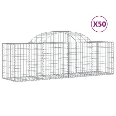 vidaXL Συρματοκιβώτια Τοξωτά 50 τεμ. 200x50x60/80 εκ. Γαλβαν. Ατσάλι