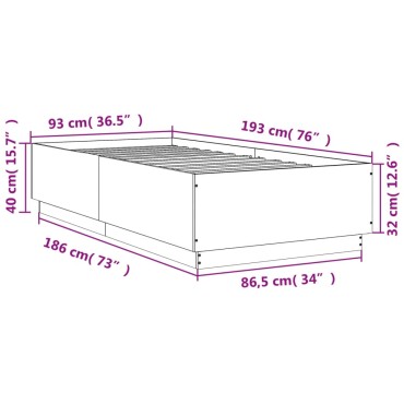 vidaXL Πλαίσιο Κρεβατιού Λευκό 90 x 190 εκ. από Επεξεργασμένο Ξύλο