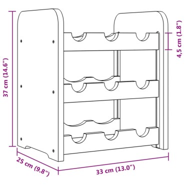 vidaXL Ραφιέρα Κρασιών 33x25x37cm από Μασίφ Ξύλο Πεύκου 1 τεμ.