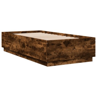 vidaXL Πλαίσιο Κρεβατιού Καπνιστή Δρυς 90 x 190 εκ. Επεξεργασμένο Ξύλο