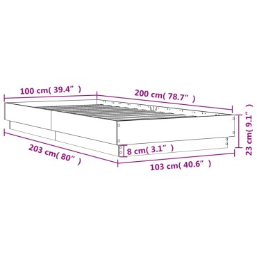 vidaXL Πλαίσιο Κρεβατιού Χωρ. Στρώμα Sonoma Δρυς 100x200εκ Επ. Ξύλο
