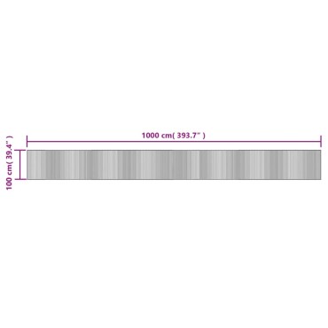 vidaXL Χαλί Ορθογώνιο Γκρι 100x1000cm Μπαμπού