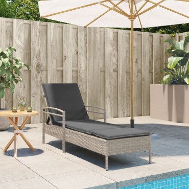 vidaXL Ξαπλώστρα Αν. Γκρι 63x200x81cm Συνθετικό Ρατάν με Μαξιλάρι 1 τεμ.