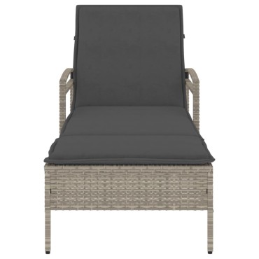 vidaXL Ξαπλώστρα Αν. Γκρι 63x200x81cm Συνθετικό Ρατάν με Μαξιλάρι 1 τεμ.