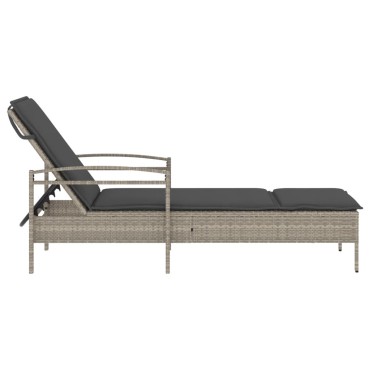 vidaXL Ξαπλώστρα Αν. Γκρι 63x200x81cm Συνθετικό Ρατάν με Μαξιλάρι 1 τεμ.