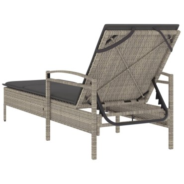 vidaXL Ξαπλώστρα Αν. Γκρι 63x200x81cm Συνθετικό Ρατάν με Μαξιλάρι 1 τεμ.