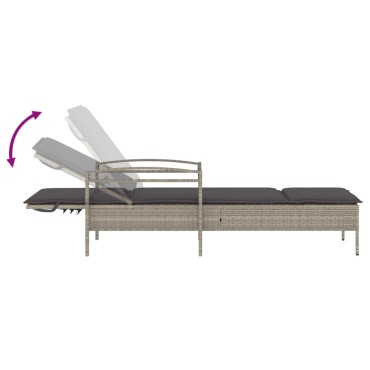 vidaXL Ξαπλώστρα Αν. Γκρι 63x200x81cm Συνθετικό Ρατάν με Μαξιλάρι 1 τεμ.