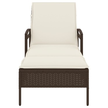 vidaXL Ξαπλώστρα Καφέ 63x200x81cm από Συνθετικό Ρατάν με Μαξιλάρι 1 τεμ.