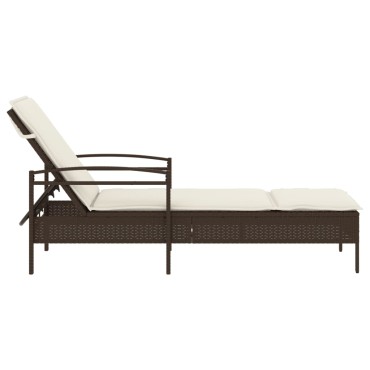 vidaXL Ξαπλώστρα Καφέ 63x200x81cm από Συνθετικό Ρατάν με Μαξιλάρι 1 τεμ.