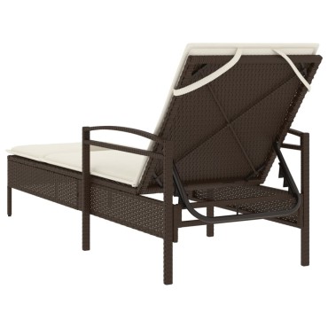 vidaXL Ξαπλώστρα Καφέ 63x200x81cm από Συνθετικό Ρατάν με Μαξιλάρι 1 τεμ.