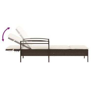 vidaXL Ξαπλώστρα Καφέ 63x200x81cm από Συνθετικό Ρατάν με Μαξιλάρι 1 τεμ.