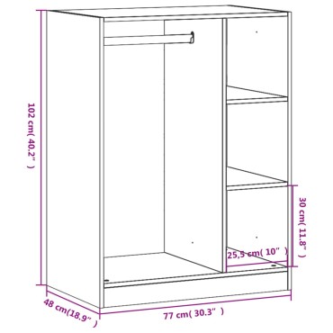 vidaXL Ντουλάπα Καφέ Δρυς 77 x 48 x 102 εκ. από Επεξεργασμένο Ξύλο