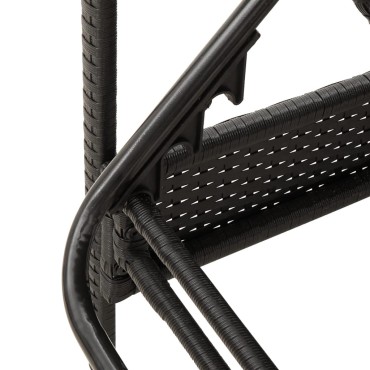 vidaXL Ξαπλώστρα Μαύρο 63x200x81cm από Συνθετικό Ρατάν με Μαξιλάρι 1 τεμ.