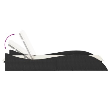 vidaXL Ξαπλώστρα Μαύρο 60x205x73cm από Συνθετικό Ρατάν με Μαξιλάρι 1 τεμ.