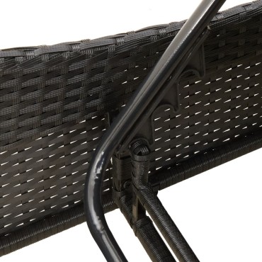 vidaXL Ξαπλώστρα Μαύρο 60x205x73cm από Συνθετικό Ρατάν με Μαξιλάρι 1 τεμ.