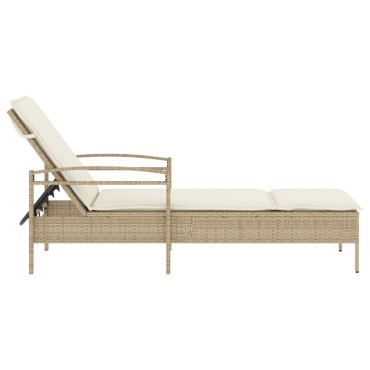 vidaXL Ξαπλώστρα Μπεζ 63x200x81cm από Συνθετικό Ρατάν με Μαξιλάρι 1 τεμ.
