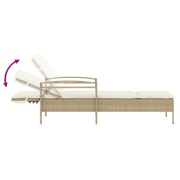 vidaXL Ξαπλώστρα Μπεζ 63x200x81cm από Συνθετικό Ρατάν με Μαξιλάρι 1 τεμ.