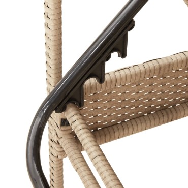 vidaXL Ξαπλώστρα Μπεζ 63x200x81cm από Συνθετικό Ρατάν με Μαξιλάρι 1 τεμ.