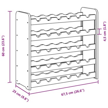 vidaXL Ραφιέρα Κρασιών 67,5x25x60cm από Μασίφ Ξύλο Πεύκου 1 τεμ.