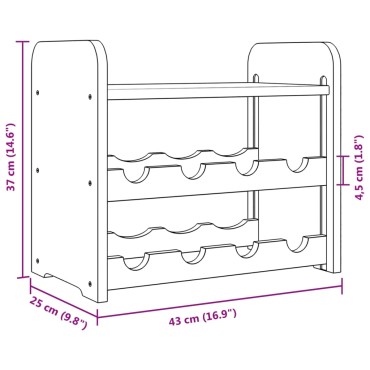 vidaXL Ραφιέρα Κρασιών με Επάνω Σανίδα 43x25x37cm Μασίφ Ξύλο Πεύκου 1 τεμ.