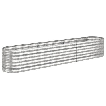 vidaXL Ζαρντινιέρα Ασημί 224x40x36 εκ. Ατσάλι με Ηλεκτρ. Βαφή Πούδρας