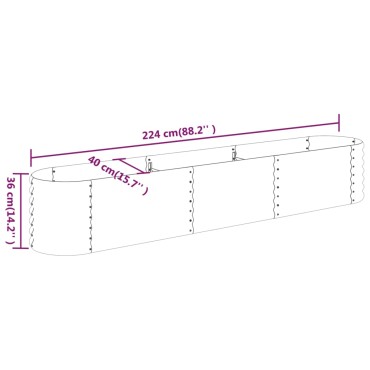 vidaXL Ζαρντινιέρα Ασημί 224x40x36 εκ. Ατσάλι με Ηλεκτρ. Βαφή Πούδρας