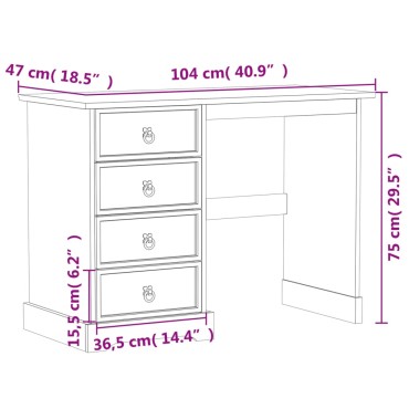 vidaXL Μπουντουάρ Corona 104x47x75cm από Μασίφ Ξύλο Πεύκου 1 τεμ.