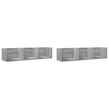 vidaXL Ντουλάπια Τοίχου 2 τεμ. Γκρι Sonoma 75x18x16,5cm Επεξ. Ξύλο