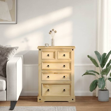 vidaXL Συρταριέρα Corona 80x43x114cm από Μασίφ Ξύλο Πεύκου