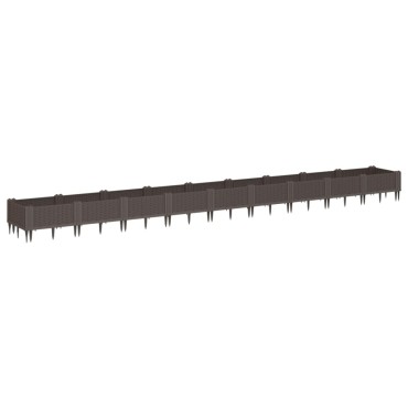 vidaXL Ζαρντινιέρα με Πασσάλους Καφέ 362,5x42,5x28,5εκ. Πολυπροπυλένιο
