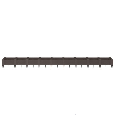 vidaXL Ζαρντινιέρα με Πασσάλους Καφέ 362,5x42,5x28,5εκ. Πολυπροπυλένιο