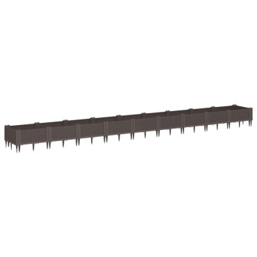 vidaXL Ζαρντινιέρα με Πασσάλους Καφέ 362,5x42,5x28,5εκ. Πολυπροπυλένιο