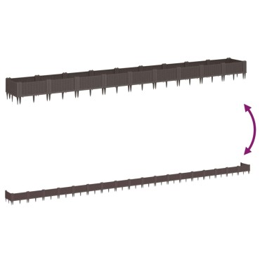 vidaXL Ζαρντινιέρα με Πασσάλους Καφέ 362,5x42,5x28,5εκ. Πολυπροπυλένιο