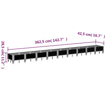 vidaXL Ζαρντινιέρα με Πασσάλους Καφέ 362,5x42,5x28,5εκ. Πολυπροπυλένιο