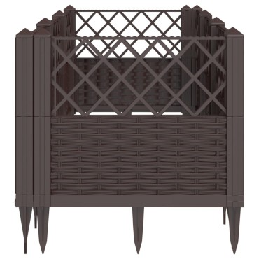 vidaXL Ζαρντινιέρα με Πασσάλους Καφέ 123,5x43,5x43,5εκ. Πολυπροπυλένιο