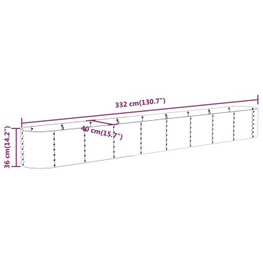 vidaXL Ζαρντινιέρα Πράσινη 332x40x36 εκ Ατσάλι με Ηλεκτρ. Βαφή Πούδρας